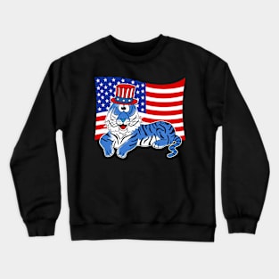 4th July Tiger American Flag Crewneck Sweatshirt